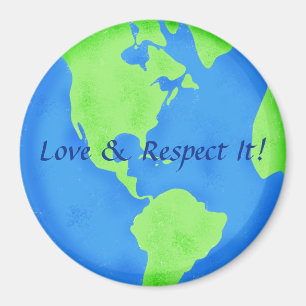 Imán Respeto Amor Azul Verde Tierra Globe Arte