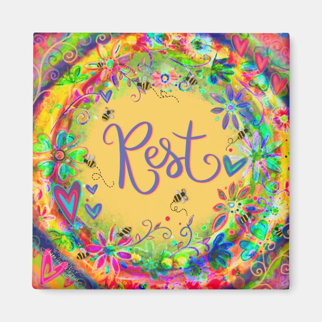 Imán Rest Bees Bonito Divertido Inspirando Inespiritual (Frente)