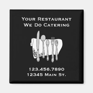 Imán Restaurante personalizado Magnet Siverware blanco