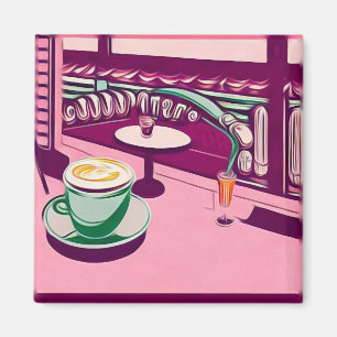 Imán Restaurante Retro Rosa