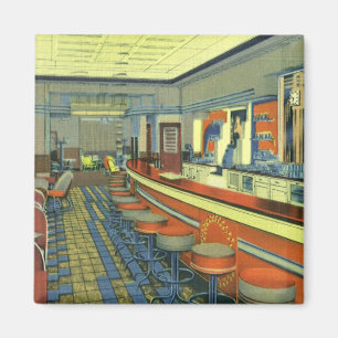 Imán Restaurante vintage, comedor retro al lado de la c