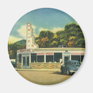 Imán Restaurante Vintage, Diner de los 50 y coches