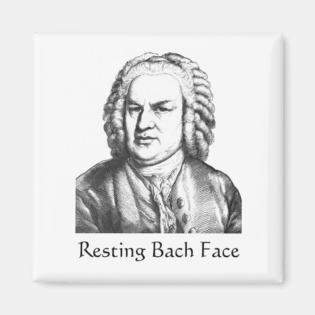 Imán Resting Bach Face Classical Music Composer (Frente)