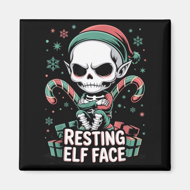 Imán Resting Elf Face Funny Christmas Cute Creepy Women (Frente)