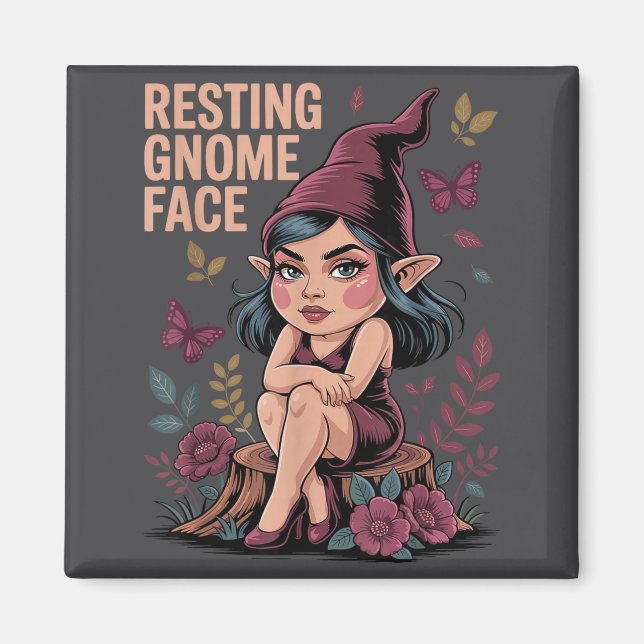 Imán Resting Gnome Face Cute Funny Christmas Kawaii Car (Frente)