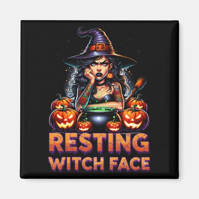 Imán Resting Witch Face Funny Sarcastic Halloween Rude  (Frente)