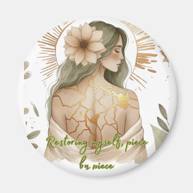 Imán Restoring Myself with Love – Kintsugi Art (Frente)
