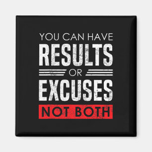 Imán Resultados o Excusas - Cita Motivacional de Fisico