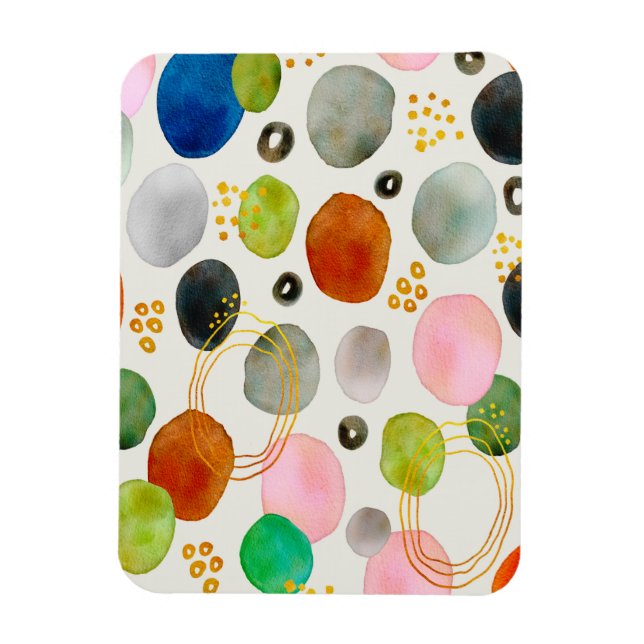 Imán Resumen acuarela Pebble Gold Purpurina Arte (Vertical)