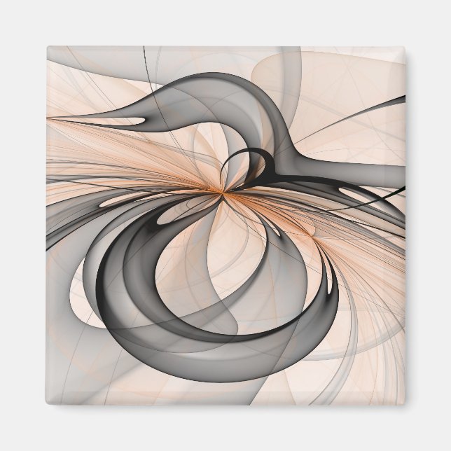 Imán Resumen Antracita Grey Siena Arte Fractal Moderno (Frente)