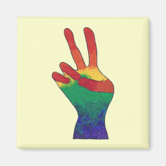 Imán Resumen arco iris señalización de la mano de la pa