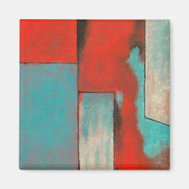 Imán Resumen arte expresionista pintando turquesa rojo