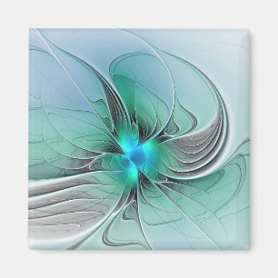 Imán Resumen Con Arte Fractal Azul Y Moderno