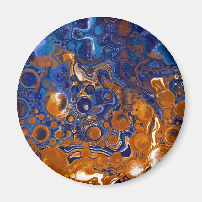 Imán Resumen de arte moderno en azul y cobre (Frente)
