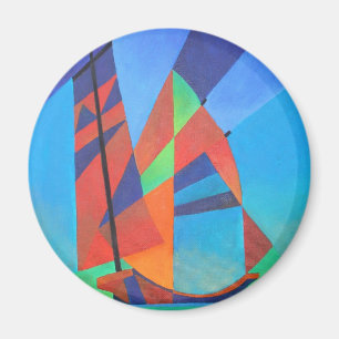 Imán Resumen de bote basura de arte contra cielo azul p
