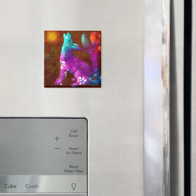 Imán Resumen de Coyote Arte Saguaro Cactus Deert Brown (In situ (nevera))