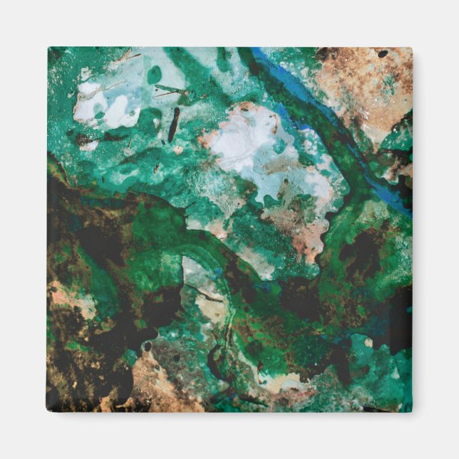 Imán Resumen de Geode de Cristal Verde Moss Agate (Frente)