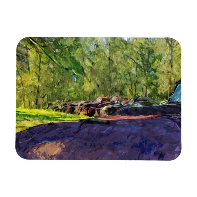 Imán Resumen de la línea de ruidosos autos antiguos y c (Horizontal)