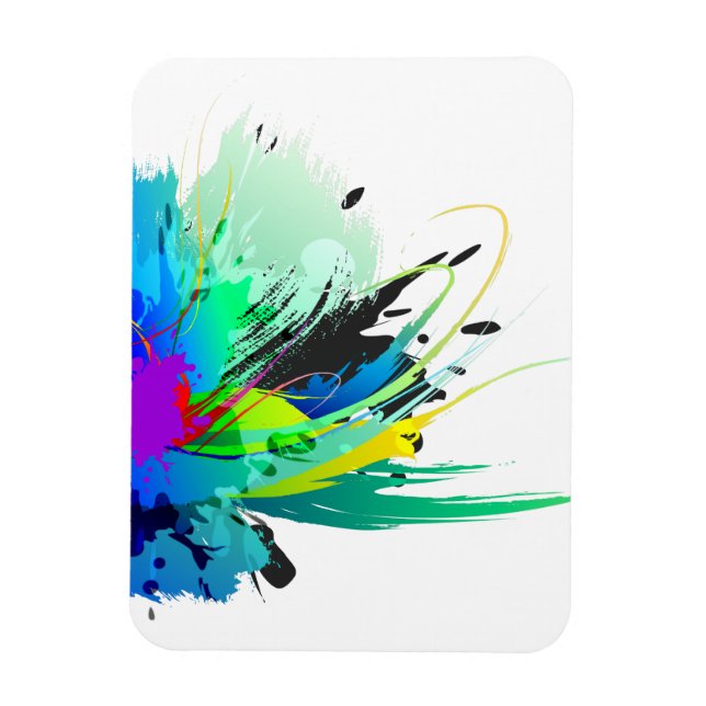 Imán Resumen de las salpicaduras de pinturas de pavo re (Vertical)
