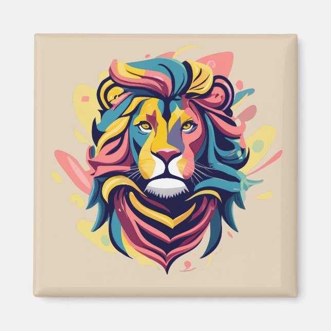 Imán Resumen de Lion Head Art (Frente)