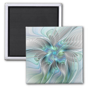 Imán Resumen de mariposa azul verde azul Fantasía arte
