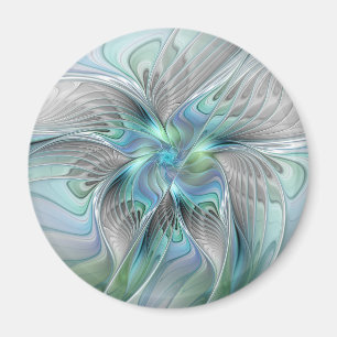 Imán Resumen de mariposa azul verde azul Fantasía arte