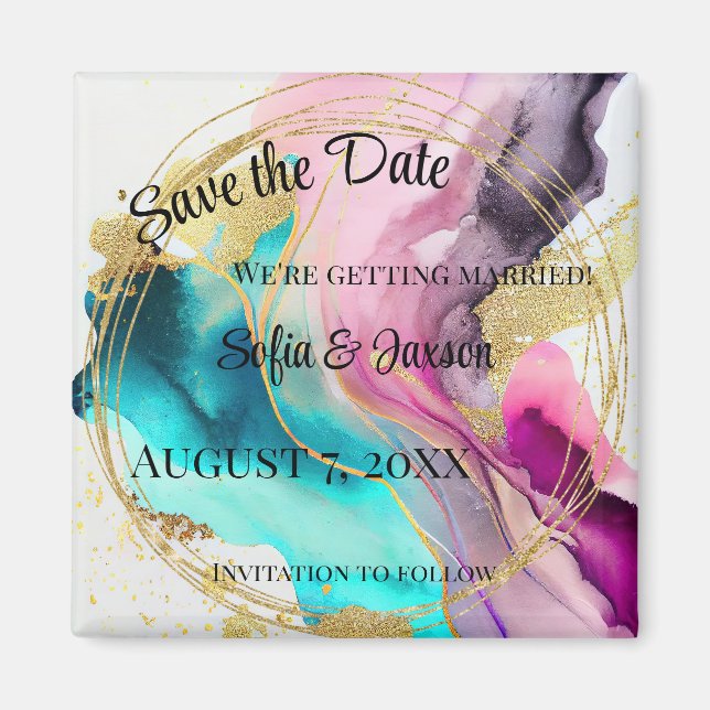 Imán Resumen de mármol Guardar fecha (Frente)