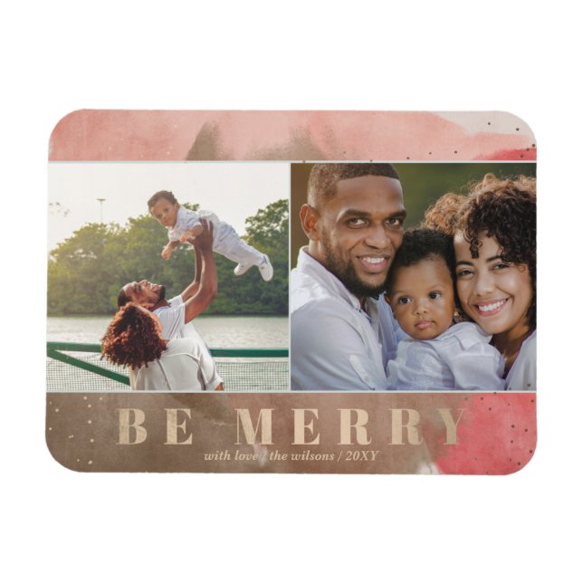 Imán Resumen de moras rosadas y doradas (Horizontal)