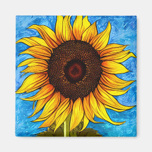 Imán Resumen de pintura de girasol