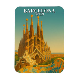 Imán Resumen de Viajes de Vintage en Barcelona España