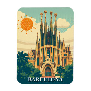 Imán Resumen de viajes retro en Barcelona España