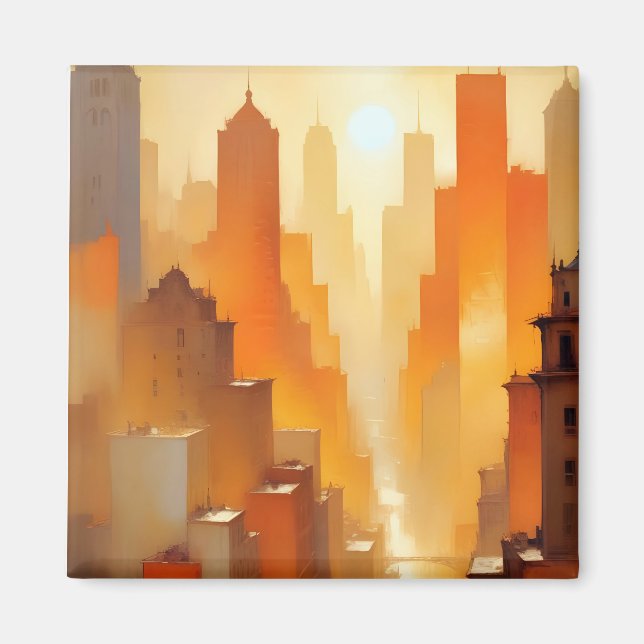 Imán Resumen Edificios de Cityscape Poster Arte de fond (Frente)