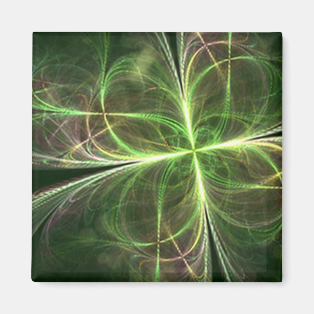 Imán Resumen Fantasía Cuatro hojas el trébol verde (Frente)