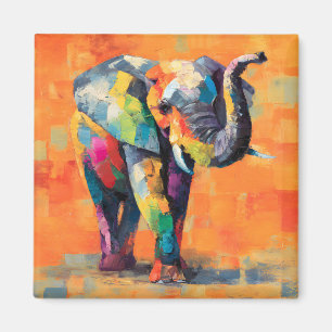 Imán Resumen feliz elefante arcoiris