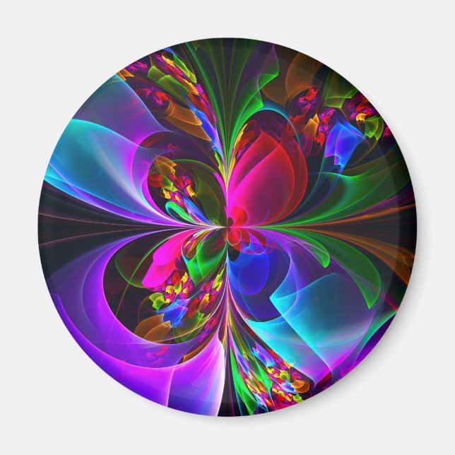 Imán Resumen floral moderno Patrón azul rojo del arte # (Frente)