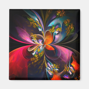 Imán Resumen floral moderno Patrón azul rojo del arte #