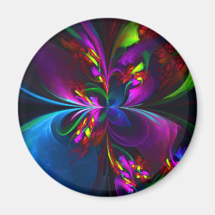 Imán Resumen floral moderno Patrón azul rojo del arte #