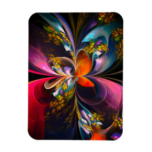 Imán Resumen floral moderno Patrón azul rojo del arte #