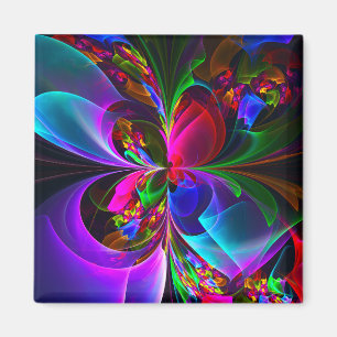 Imán Resumen floral moderno Patrón azul rojo del arte #