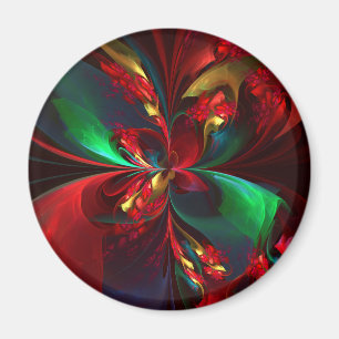 Imán Resumen floral moderno Patrón verde rojo del arte 