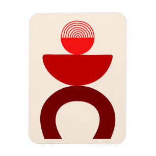 Imán Resumen Formas geométricas de arte moderno Rojo