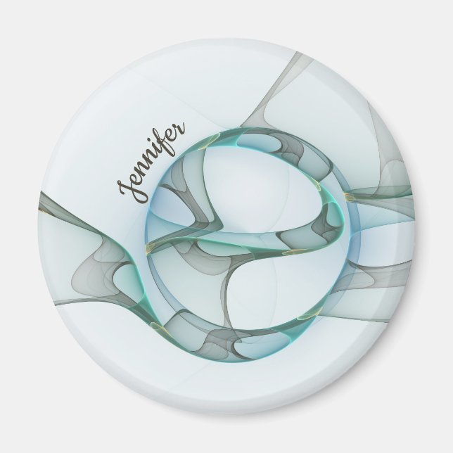 Imán Resumen moderno Nombre de color azul turquesa frac (Frente)