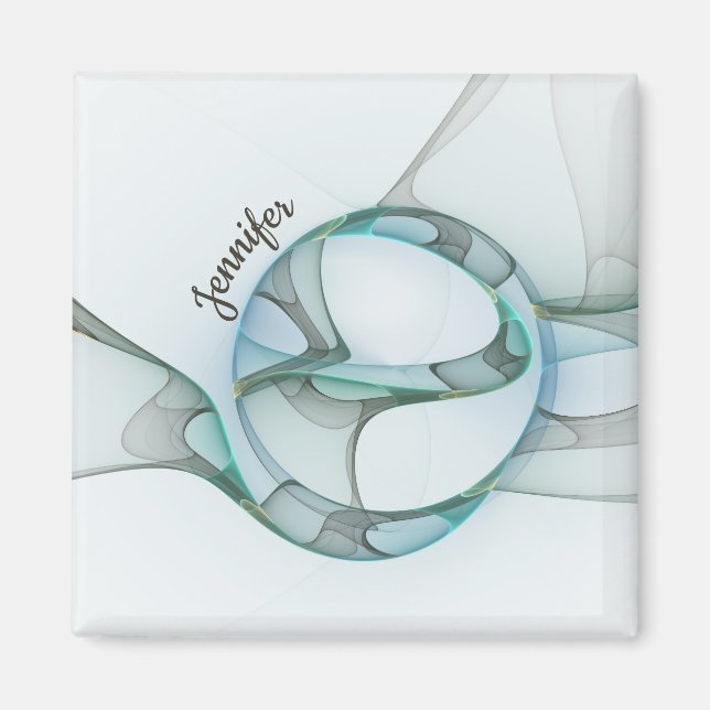 Imán Resumen moderno Nombre de color azul turquesa frac (Frente)