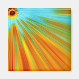 Imán Resumen naranja amarillo rojo rayas verdes en azul