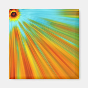 Imán Resumen naranja amarillo rojo rayas verdes en azul