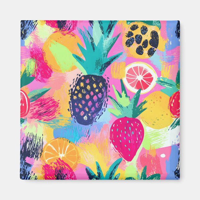 Imán Resumen Paraíso Fiesta de Fruta Tropical (Frente)