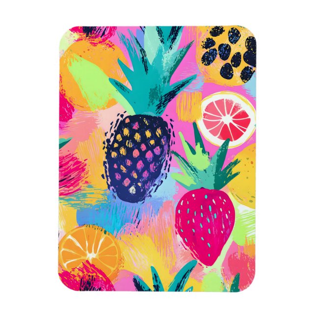 Imán Resumen Paraíso Fiesta de Fruta Tropical (Vertical)