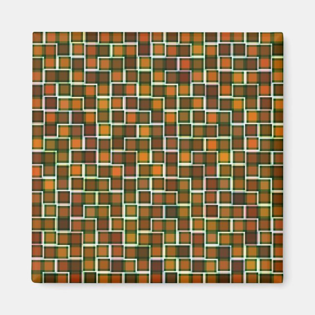 Imán Resumen Patrón de cuadrados de mosaico de tono de  (Frente)