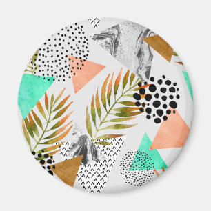 Imán Resumen Patrón de hoja tropical geométrica