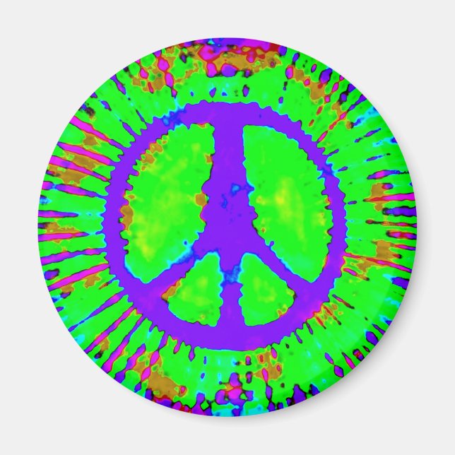 Imán Resumen Psicodélico Signo de paz de tinte (Frente)